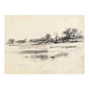 1940s Norma Kent Marsh Landscape Drawing