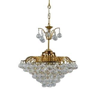 Hollywood Regency Chandelier with Crystal Glass Shades by Ernst Palme, Germany, 1960s For Sale