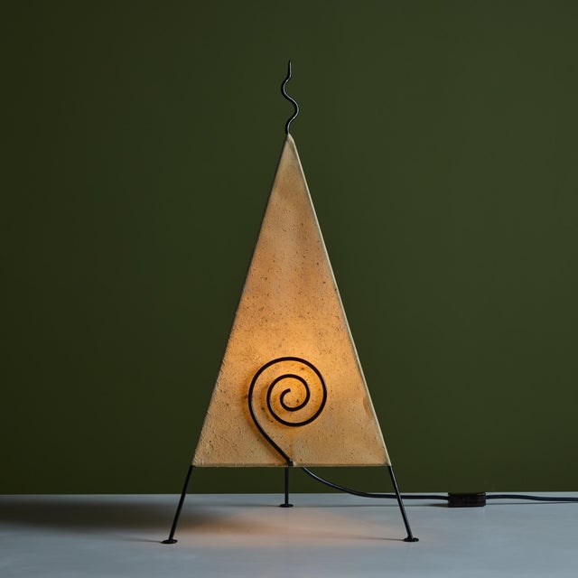 Late 20th Century Postmodern Pyramid Paper Shade Table Lamp For Sale - Image 4 of 14