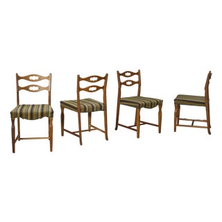 Vintage Oak and Wool Dining Room Chairs by Henning Kjaernulf, 1960s, Set of 4 For Sale