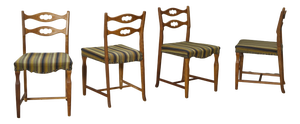 Vintage Oak and Wool Dining Room Chairs by Henning Kjaernulf, 1960s, Set of 4