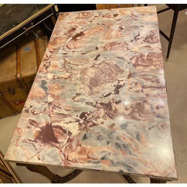 Mid 20th Century Maison Jansen, Louis XVI Center Table, Marble, Giltwood, France, 20th C. For Sale - Image 5 of 18