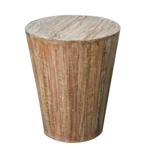 Distressed White Rustic Reclaimed Round Stool