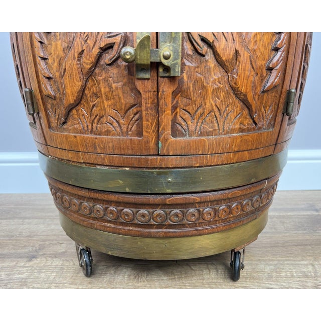 Wood Vintage French Style Barrel Drink Cabinet in Oak For Sale - Image 7 of 12