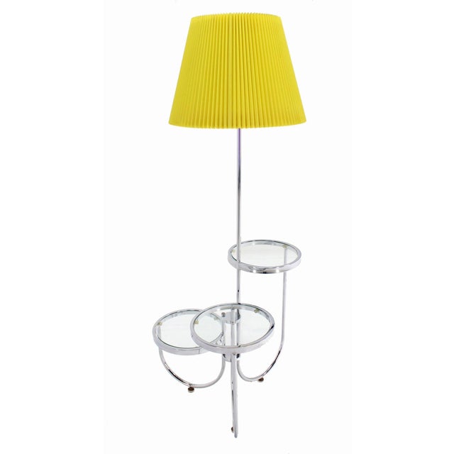 Mid-Century Modern Mid Century Modern Chrome Base Floor Lamp w/ Three Circular Built Stand Tables For Sale - Image 3 of 9