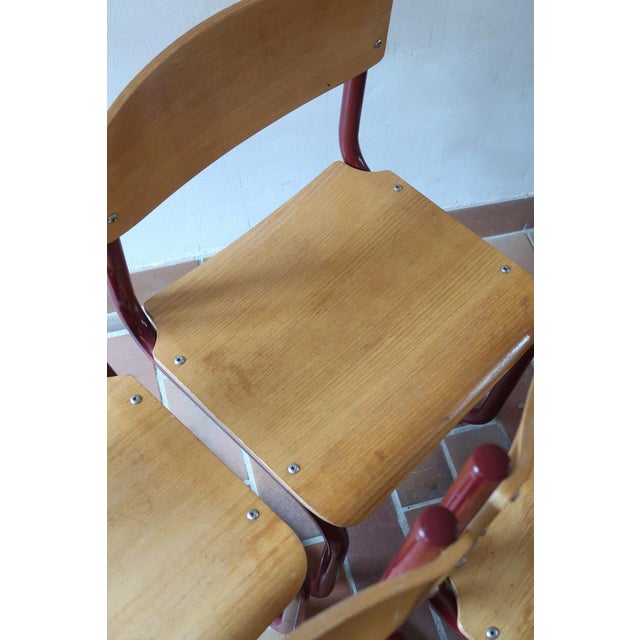 Beige Cantilever Chairs in Beech and Red Lacquered Steel by Randers Møbelfabrik, Denmark, 1960s, Set of 4 For Sale - Image 8 of 18