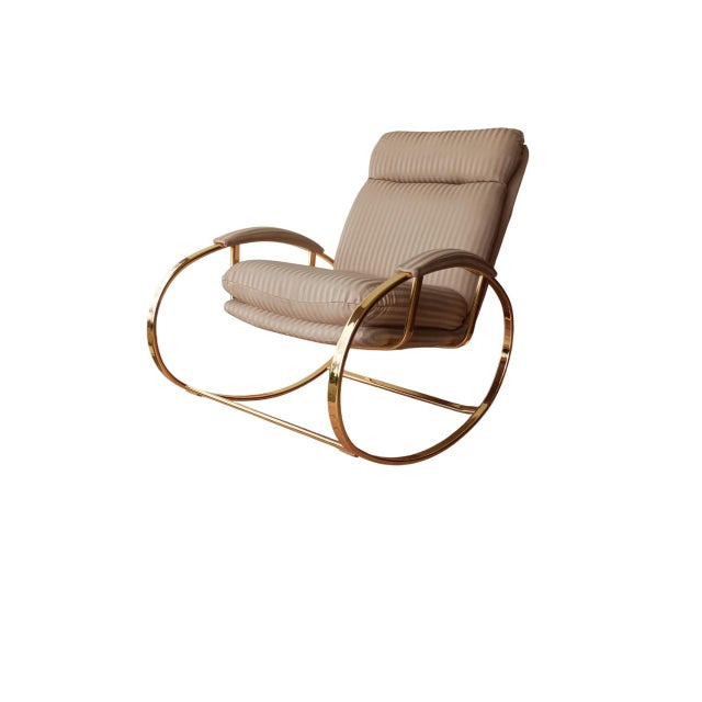 Rocking Chair in Brass and Fabric by Guido Faleschini, 1970s For Sale - Image 13 of 15