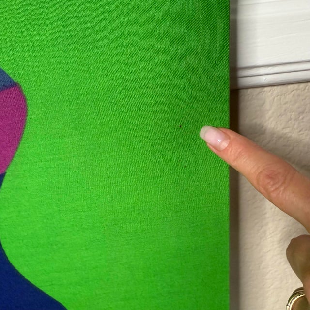 Marimekko Vintage Modern Sateensaari Rainbow Fabric Screenprint by Tampella Finland 1976 For Sale - Image 4 of 5