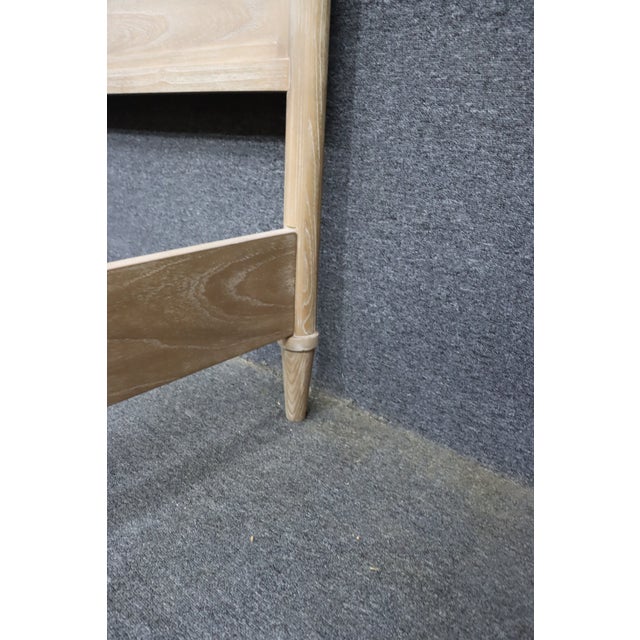 Contemporary Whitewashed Oak Queen Panel Bed Frame For Sale - Image 13 of 14