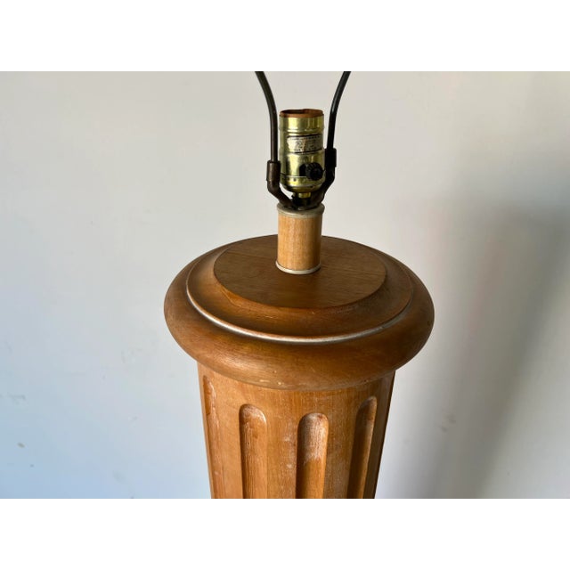 Hollywood Regency Carved Wood Column Floor Lamp For Sale - Image 9 of 13
