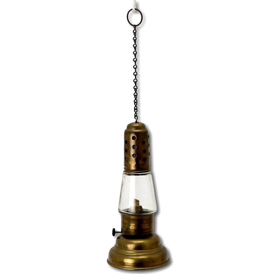 Authentic Antique American Brass & Glass Night Time Ice Skaters