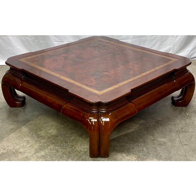 Vintage Drexel Heritage Ming Treasures Leather Inlay Coffee Table