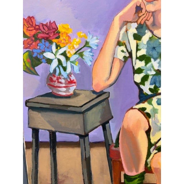 American Modernism Painting - Floral Dress, Signed For Sale - Image 4 of 9