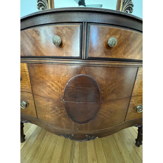 Traditional Antique Burled Walnut and Inlaid Marquetry Dresser Chest of Drawers For Sale - Image 3 of 10