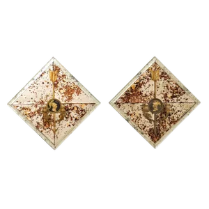 French Églomisé Mirrored Candle Sconces With Roman Figures in the Center - a Pair