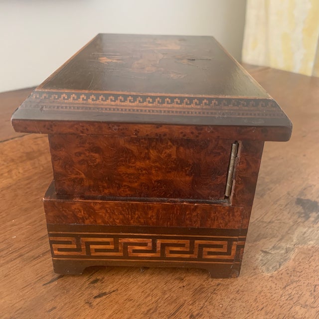 Antique Italian Wood Inlay Greek Key Jewelry Box For Sale - Image 11 of 13