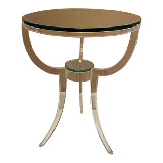 1960s Round Plexi Glass and Glass Table For Sale