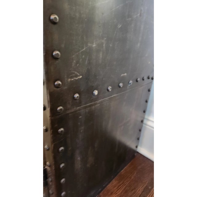Late 20th Century Industrial Riveted Metal Sideboard Cabinet With Rounded Corners For Sale - Image 12 of 18