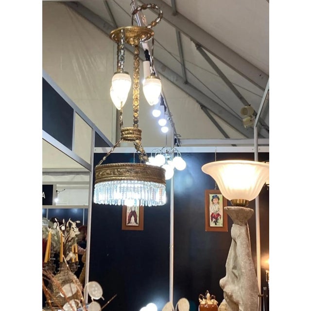 Modern Modernist Hammered Brass Chandelier For Sale - Image 3 of 15