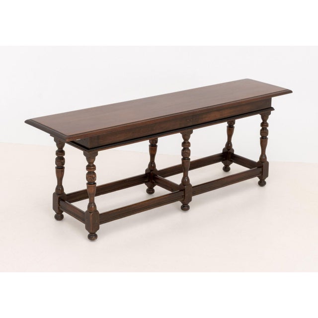 Late 20th Century Charles II Style Walnut Bench For Sale - Image 5 of 6