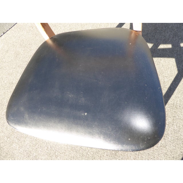 Wood Vintage Mid Century Modern Black Accent Chair Computer Vanity Chair For Sale - Image 7 of 8