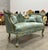 French Style Sky Blue Small Settee For Sale - Image 10 of 12