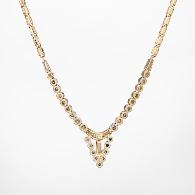 Modern 80s Vintage 0.75ct Diamond Necklace 18k Yellow Gold 16" Choker Estate Jewelry For Sale - Image 3 of 3