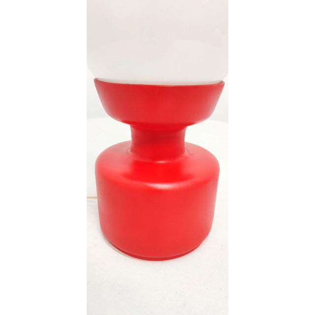 Red Walnut and Glass Table Lamp, Spain, 1970s For Sale - Image 8 of 10