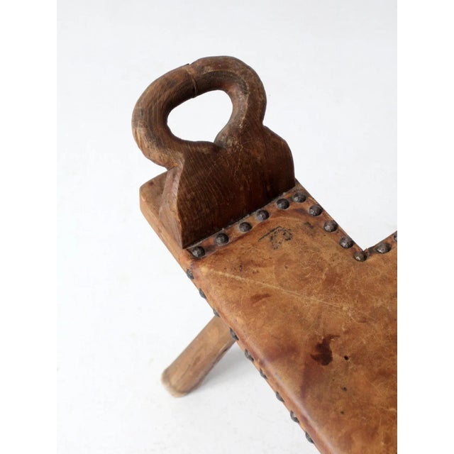 Brown Mid Century Spanish Brutalist Stool For Sale - Image 8 of 12