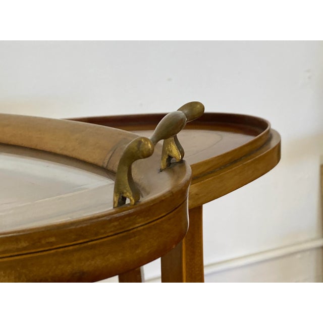 Brown Early 20th Century Inlaid Two Tier Dessert Table W/ Serving Tray For Sale - Image 8 of 10