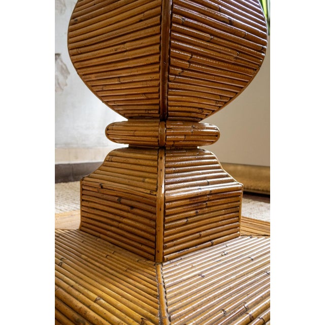 1970s Rattan and Glass Dining Table from Vivai del Sud, 1970s For Sale - Image 5 of 7
