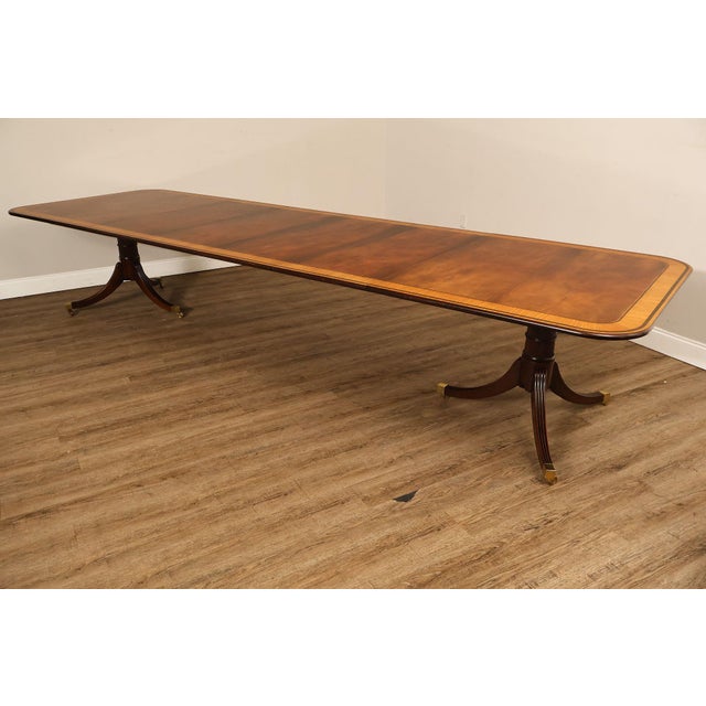 Traditional Baker Stately Homes Mahogany Double Pedestal Extendable Dining Table For Sale - Image 3 of 18
