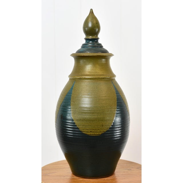 Large 1970s Mid Century Modern Studio Pottery Lidded Jar Signed For Sale - Image 13 of 13