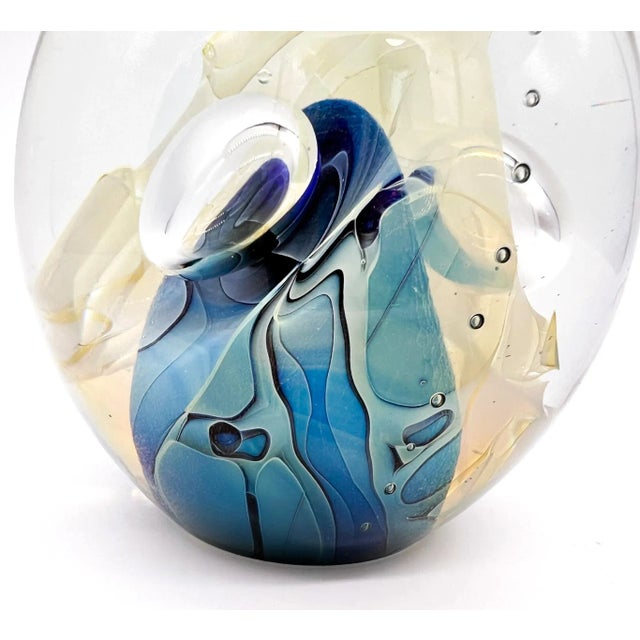 1990 Eickholt Iridescent Blue Art Glass Paperweight – Studio