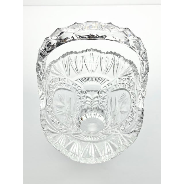 1990s Hofbauer “Byrdes” Large Cut Crystal Deep Handled Basket 10 1/2” For Sale - Image 9 of 11