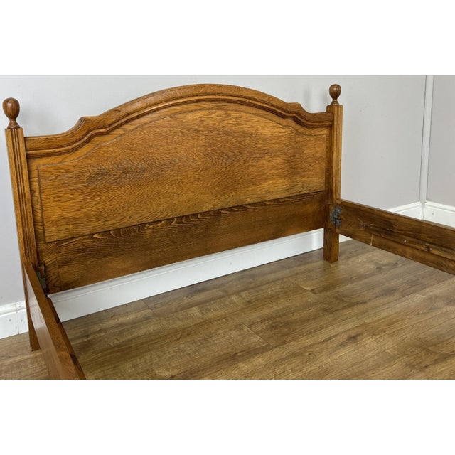 Vintage French Double Bed Frame with Carved Headboard For Sale - Image 4 of 13