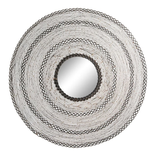 Round Wall Mirror in Zinc Finish For Sale