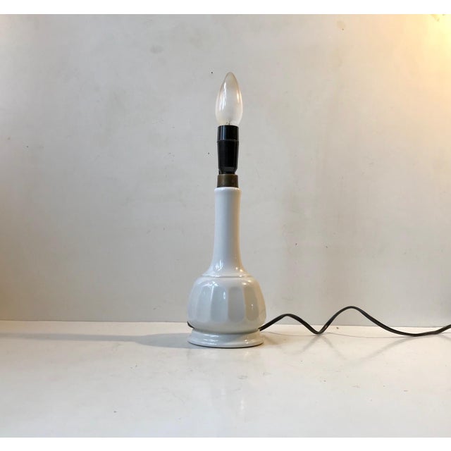 Mid-Century Modern Scandinavian White Porcelain Table Lamp by Bing & Grondahl, 1950s For Sale - Image 3 of 6