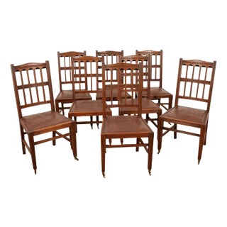 Set of 8 Arts & Crafts Dining Chairs For Sale