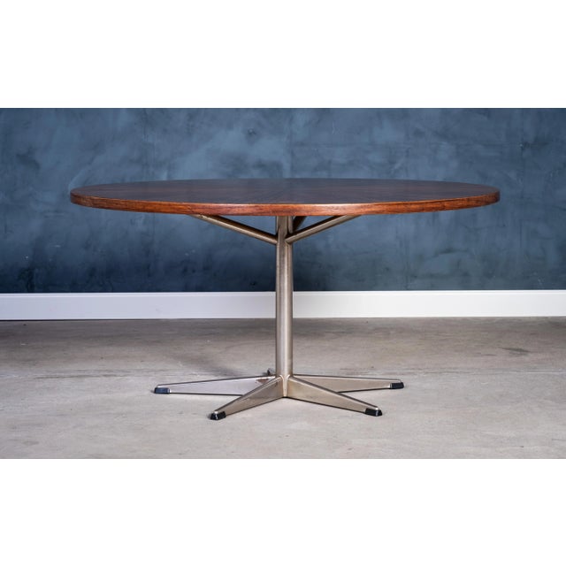 Round Rosewood Coffee Table on Steel Base, Denmark, 1960s For Sale - Image 10 of 10