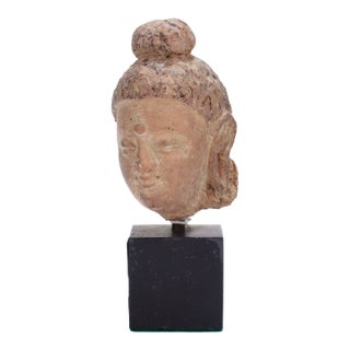 Ancient Gandharan Miniature Stucco Bust of the Buddha, Ca. 5th Century For Sale