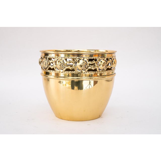 Jugendstil Argentor Floral Brass Flower Pot, Vienna,1908 For Sale - Image 3 of 9