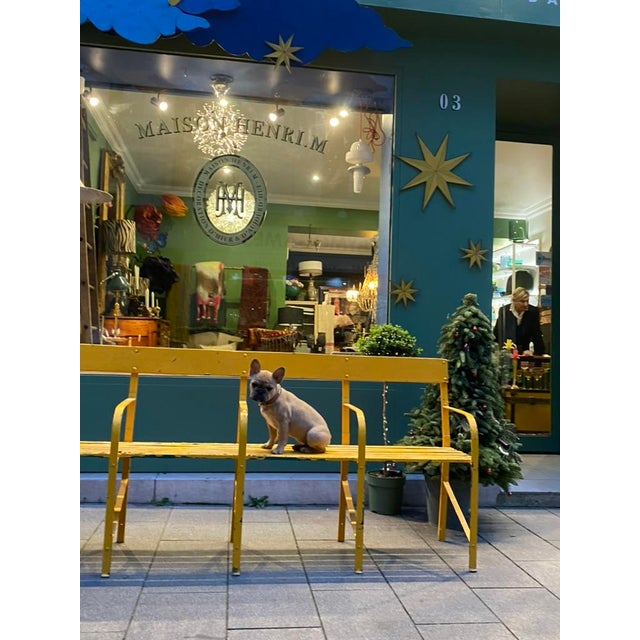 1970s Metal and Wood Bench, 1970s For Sale - Image 5 of 5