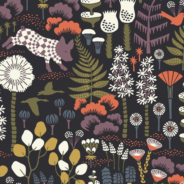 Sample - Borastapeter Hoppmosse Wallpaper in Midnight For Sale