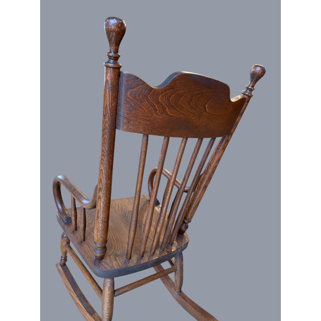 Antique Early American Oak Windsor Children’s Rocker For Sale - Image 9 of 11
