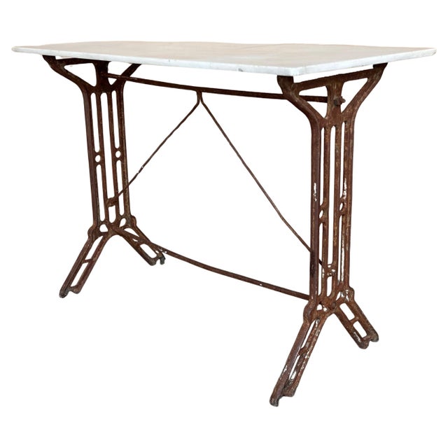 Early 20th Century French Solid Cast Iron French Scrolling Bistro Table with Marble Top For Sale - Image 15 of 18