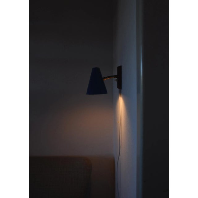 Mid-Century Modern Danish Wall Lamp with Adjustable Brass Arm For Sale - Image 9 of 11