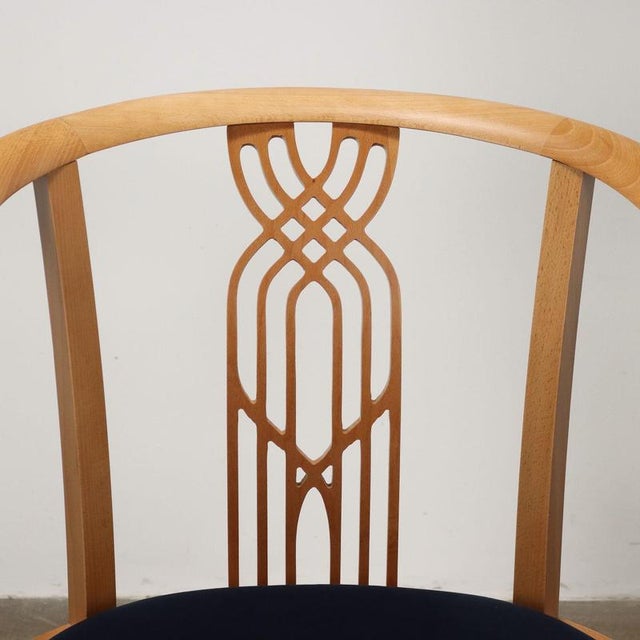 Vintage Giorgetti Armchair in Velvet & Beech, Italy, 1980s For Sale - Image 3 of 11