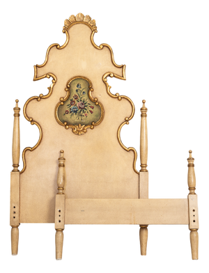 Rococo Revival Cream and Gold Single Bed Frame, 1960s