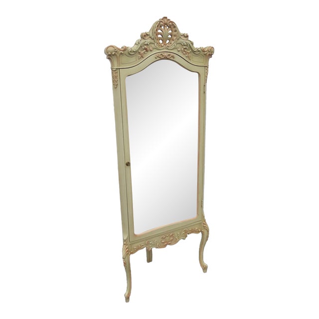 French Tall Painted Corner Vitrine Display Curio Cabinet Cupboard 6676 For Sale